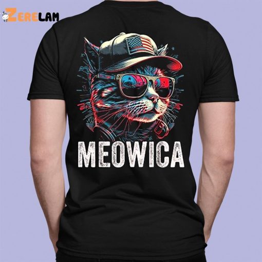 Meowica 4th of July Cat American Flag America USA Shirt