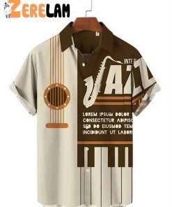 Musical Instrument Print Lapel Hawaiian Shirt