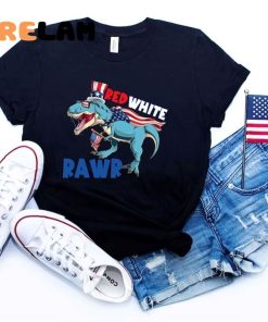 T-Rex Red White Rawr 4th Of July Shirt