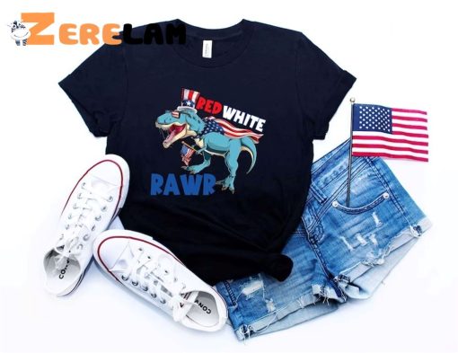 T-Rex Red White Rawr 4th Of July Shirt