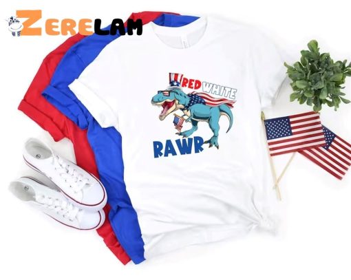 T-Rex Red White Rawr 4th Of July Shirt