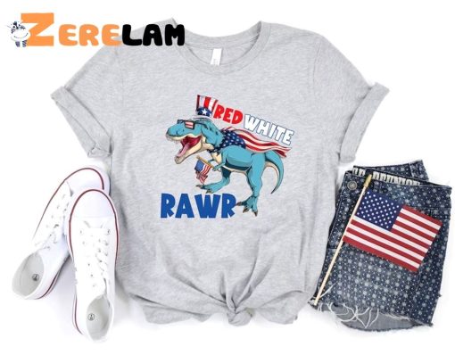 T-Rex Red White Rawr 4th Of July Shirt