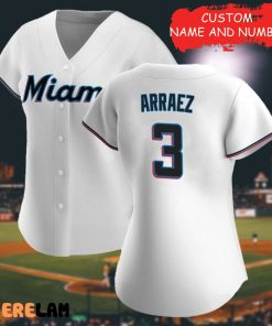WoMen’s Miami Marlins Luis Arraez White Baseball Jersey