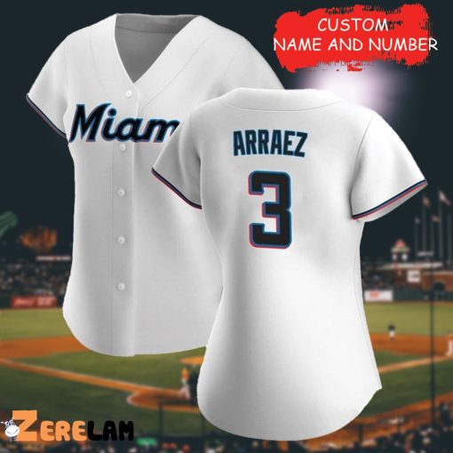 WoMen’s Miami Marlins Luis Arraez White Baseball Jersey