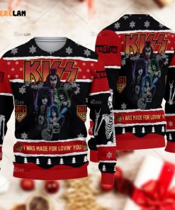Roll n Rock I Was Made For Lovin You Kiss Christmas Ugly Sweater
