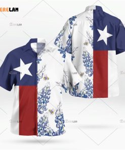 Royal Blue Bluebonnet Texas Hawaiian Shirt