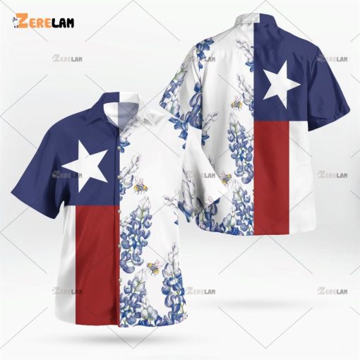 Royal Blue Bluebonnet Texas Hawaiian Shirt