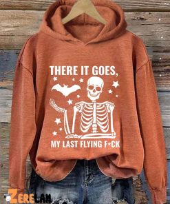 Halloween There It Goes My Last Flying Fuck Print Casual Hooded Sweatshirt