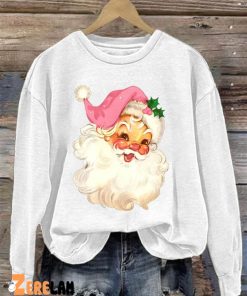 Womens Christmas Santa Claus Print Long Sleeve Sweatshirt 2