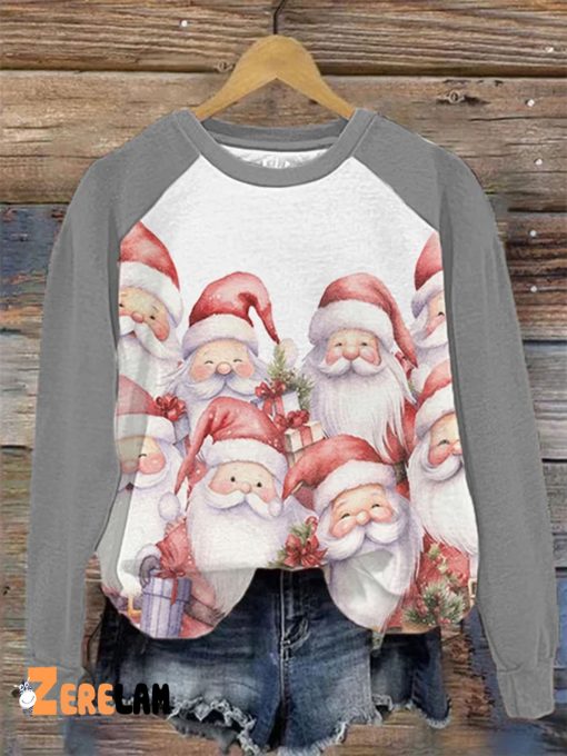 Women’s Cute Christmas Santa Fun Print Sweatshirt