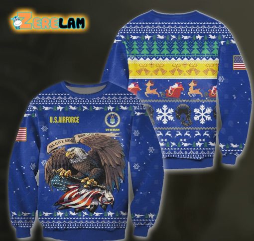 3d All Over Print Air Force Veteran Ugly Sweater