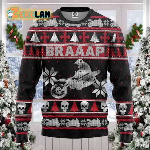 3d Braaap Dirt Gray Bike Ugly Sweater Best Gift For Christmas