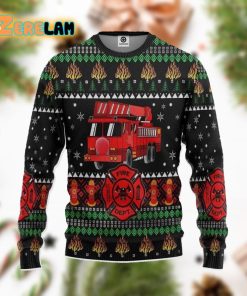 3d Firefighter Truck Ugly Sweater Christmas