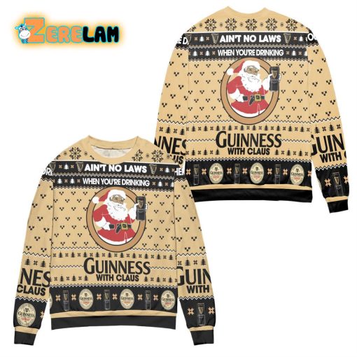 Aint No Laws When Youre Drinking Guinness With Claus Christmas Ugly Sweater