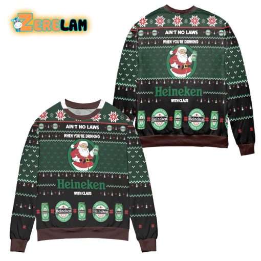 Aint No Laws When Youre Drinking Heineken With Claus Christmas Ugly Sweater