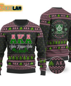 Aka 1908 Alpha Kappa Alpha Black Background Ugly Sweater Christmas