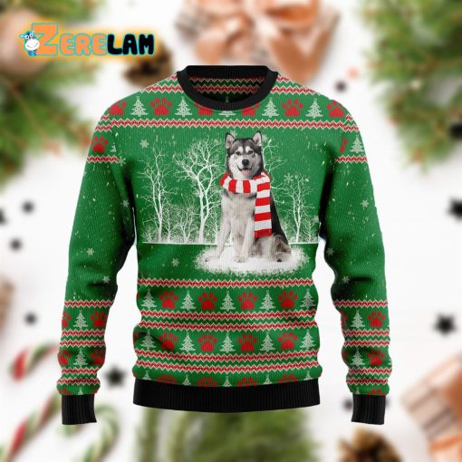 Alaskan Malamute Winter Tree Ugly Sweater Christmas Gift Men Women