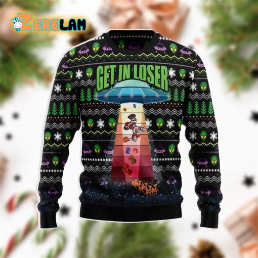 Alien Get In Loser Funny Christmas Gift Ugly Sweater