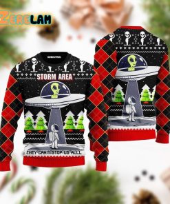 Alien Stop Area Ugly Sweater Christmas