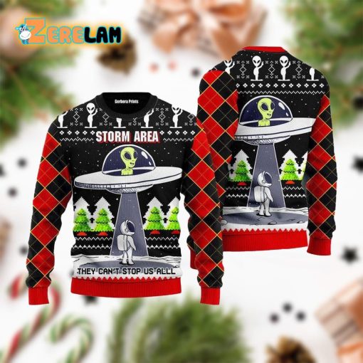 Alien Stop Area Ugly Sweater Christmas