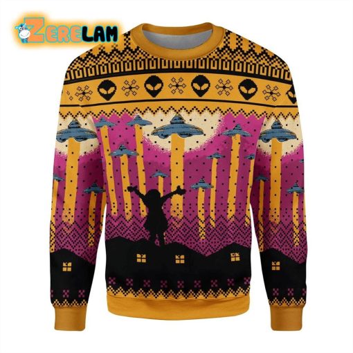 Aliens Take Me Away Ufo Knitted Christmas Jumper Ugly Sweater