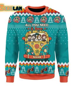 All You Need Is Love Hippie Christmas Ugly Sweater