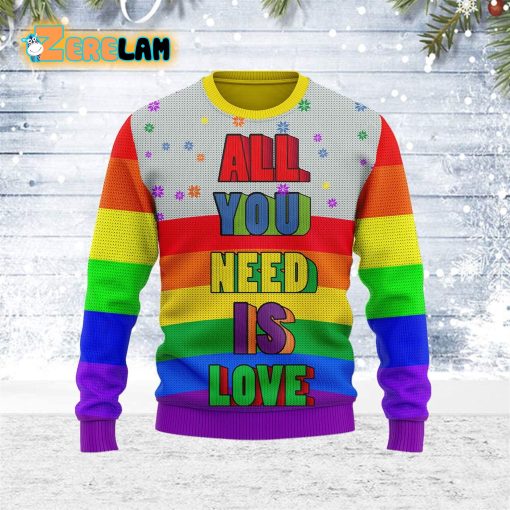 All You Need Is Love Lgbt Christmas Ugly Sweater