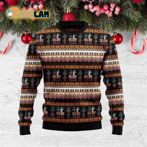 Alpaca Pattern Brown Ugly Sweater For Men And Women