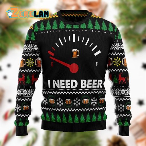 I Need Beer Funny Christmas Ugly Sweater