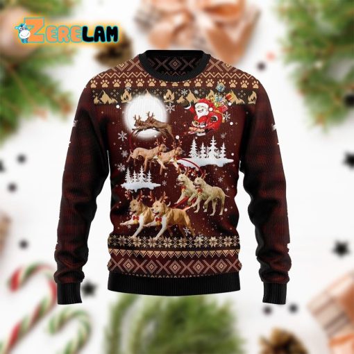 American Pit Bull Terrier Reindeers Car Ugly Sweater