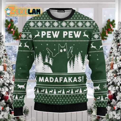 Animal Cat Pew Pew Madafakas Ugly Sweater Christmas