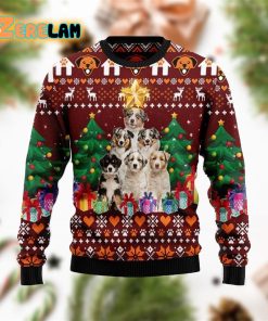 Australian Shepherd Pine Tree Ugly Sweater Christmas