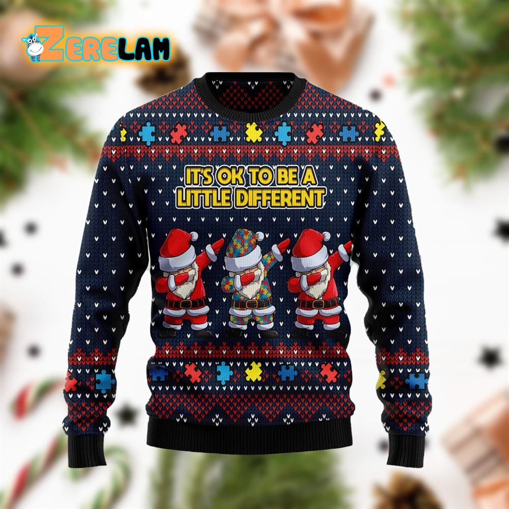 Autism Awareness It's Ok To Be A Little Different Ugly Sweater - Zerelam