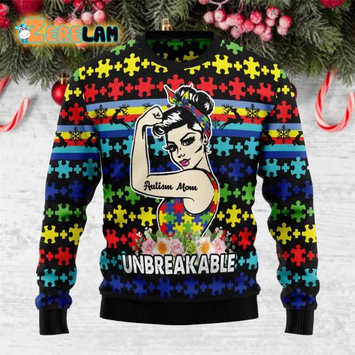 Autism Mom Unbreakable Funny Ugly Christmas Sweater