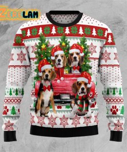 Beagle Red Truck Ugly Christmas Sweater Christmas