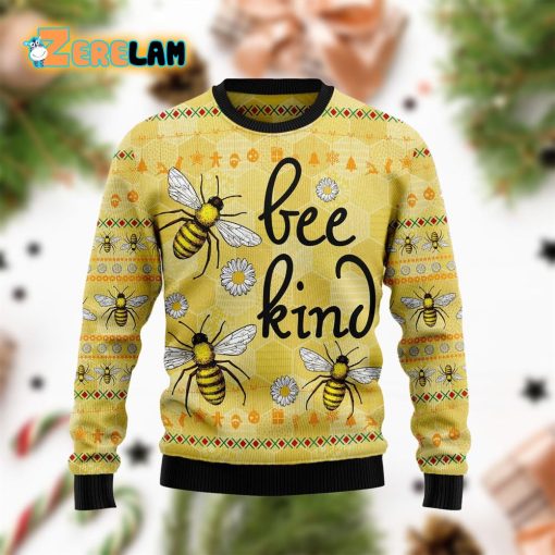 Bee Kind Yellow Funny Family Ugly Sweater