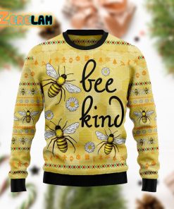 Bee Kind Yellow Funny Family Ugly Sweater Christmas