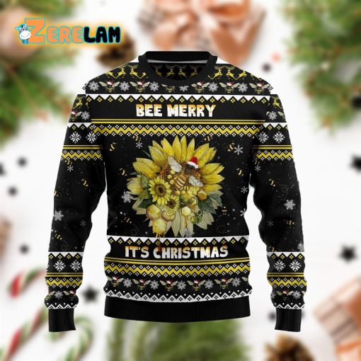 Bee Merry Its Time Funny Family Ugly Sweater Christmas