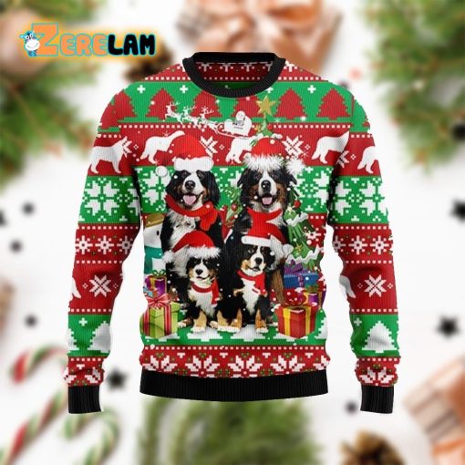 Bernese Mountain Dog Family Ugly Sweater Christmas