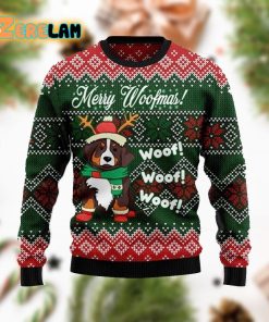 Bernese Mountain Dog Woofmas Ugly Sweater Christmas