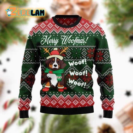 Bernese Mountain Dog Woofmas Ugly Sweater Christmas