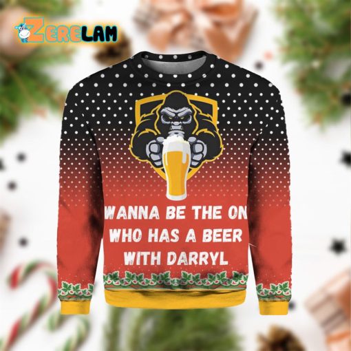 Bigfoot 3D Ugly Sweater Hoodie Be the One to Share a Beer with Darryl