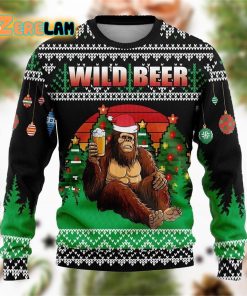 Bigfoot Wild Beer Christmas Green And Black Pattern Ugly Sweater