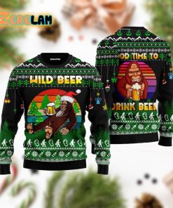 Bigfoot Beer Christmas Ugly Sweater Perfect Time