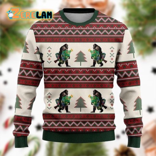 Bigfoot Christmas Tree Ugly Sweater Christmas