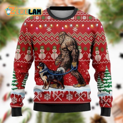 Bigfoot Goes To Spend Christmas With Border Ugly Sweater