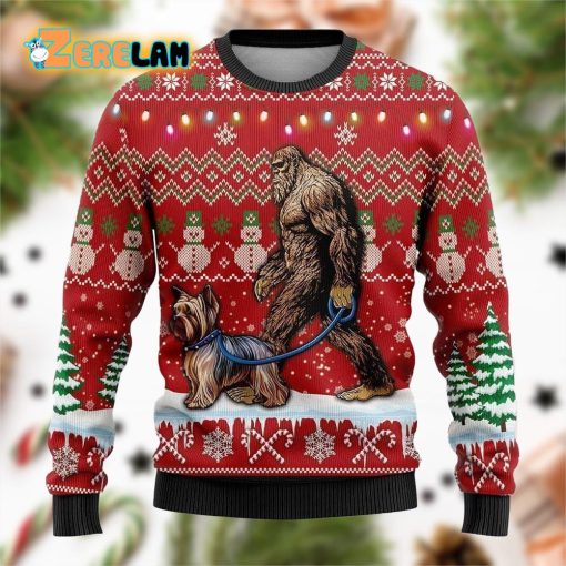Bigfoot Goes To Spend Christmas With Dachshund Ugly Sweater