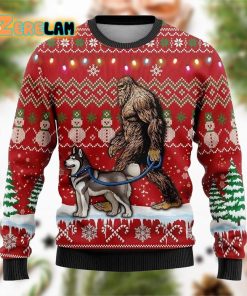 Bigfoot Goes To Spend Christmas With Doberman Ugly Sweater