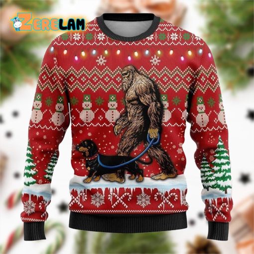 Bigfoot Goes To Spend Christmas With Husky Ugly Sweater