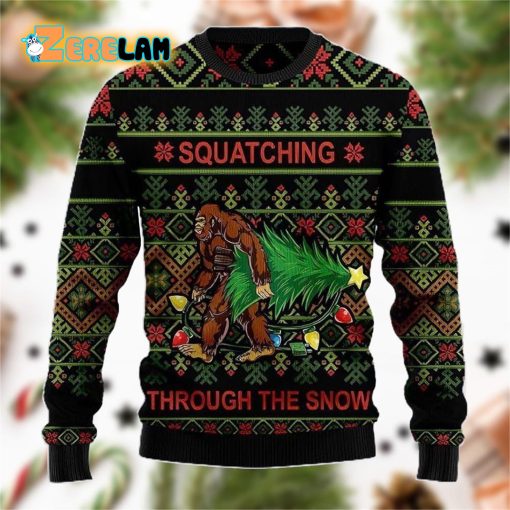 Bigfoot Snow Ugly Sweater Christmas